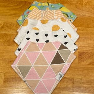 Pink Geo & Hearts Bandana Bib Set for Babies